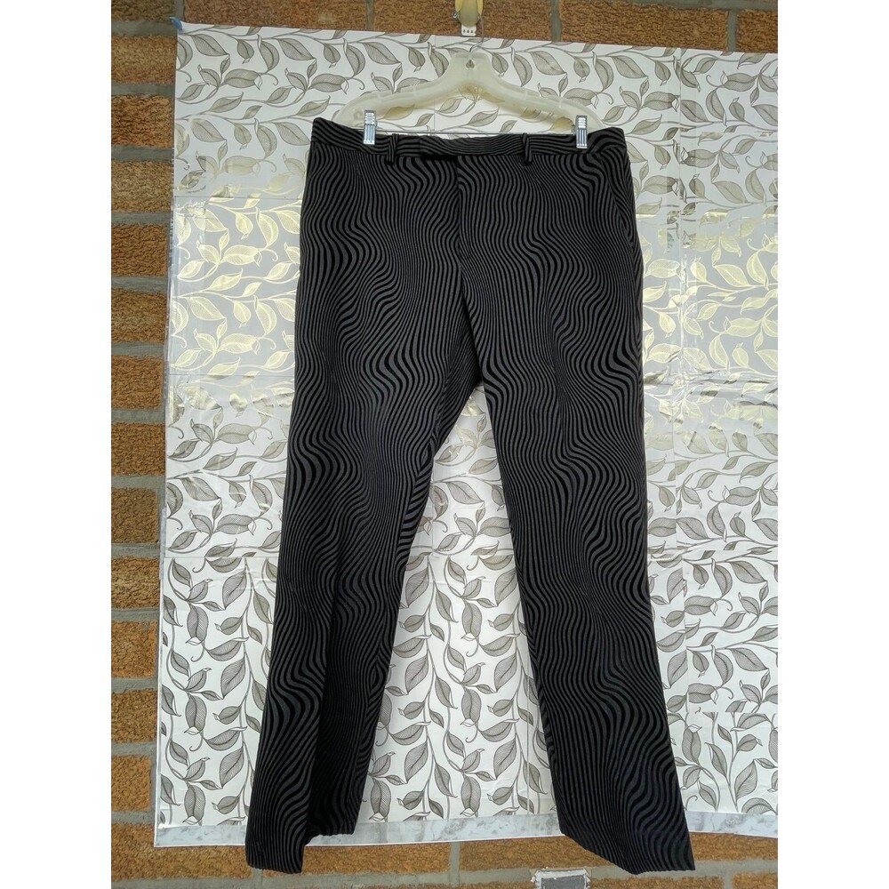 Twisted Tailor Torrance Black Velvet Swirl Dress Pants Size 38